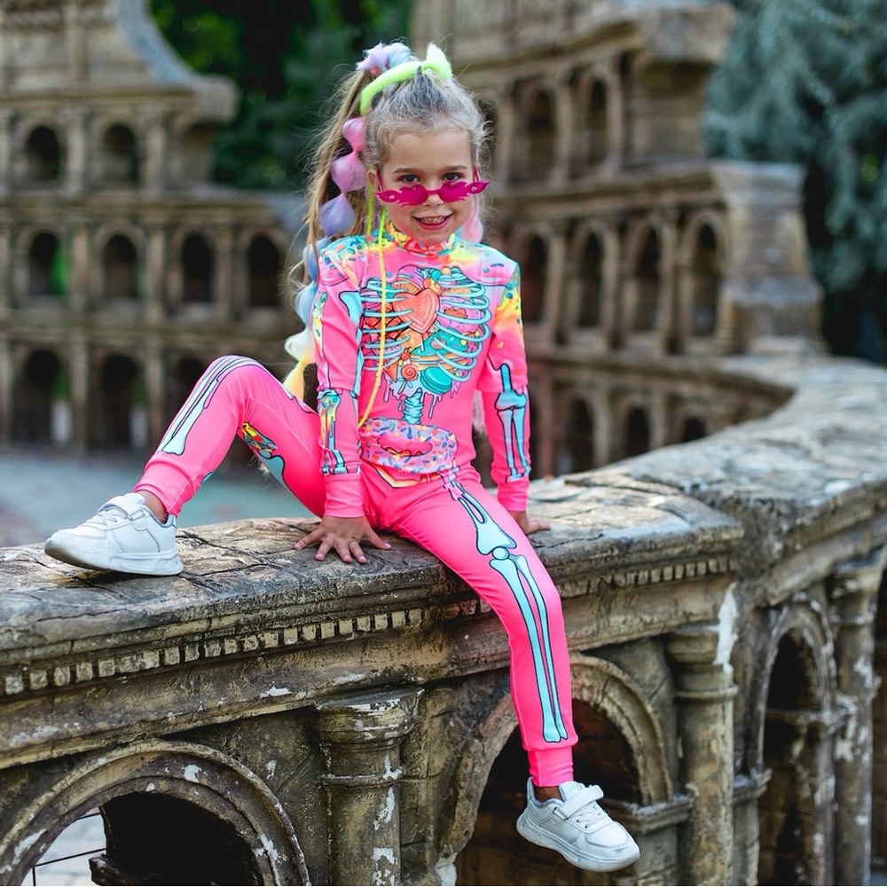 Pink Halloween Girls Costume, Sugar Donut Halloween Jumpsuit